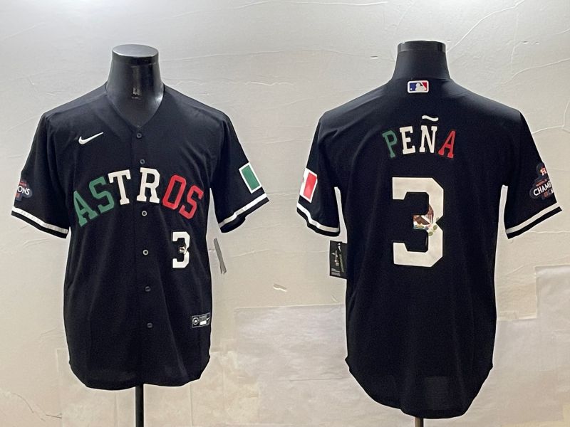 Men Houston Astros 3 Pena Black Fashion Game 2025 Nike MLB Jersey style 1